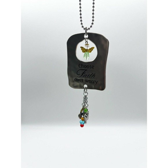 Religious Faith Small Stainless Hammered Steel Hanging Ornament Charm Pendant - Picture 4 of 5